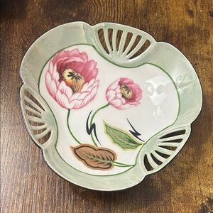 Antique R.S. Germany Hand Painted Floral Pierced Dish